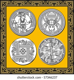 Set of ancient american indian patterns