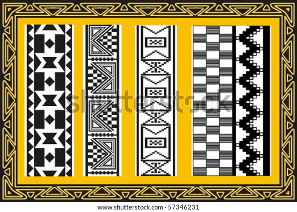 set ancient american indian patterns stock vector royalty