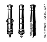 Set of ancient cannons. Design element for logo, lbel, sign.