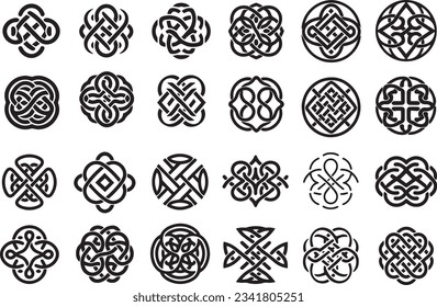 Set of Ancient Celtic Knotwork patterns and symbols vector