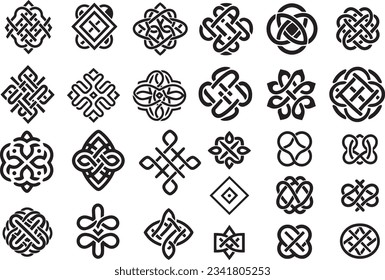 Set of Ancient Celtic Knotwork patterns and symbols vector