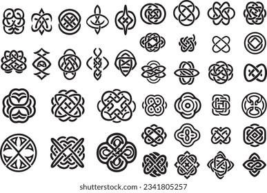 Set of Ancient Celtic Knotwork patterns and symbols vector