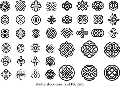 Set of Ancient Celtic Knotwork patterns and symbols vector