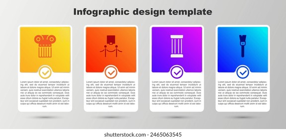 Alte Säule, Bild- und Seilbarriere und Pinsel festlegen. In: Business Infographic Vorlage. Vektorgrafik