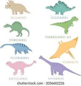 Set of ancient dinosaurs different dinosaurs