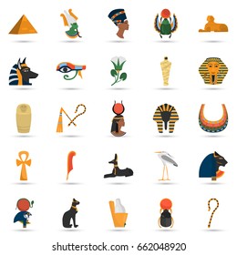 Set of ancient Egypt color flat icons for web and mobile design