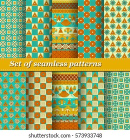 Set of Ancient Egyptian ornament Tribal seamless pattern. ?an be used for cloth, jackets, invitation, flyers, bags, notebooks, cards, envelopes, pads, blankets, furniture, packing,