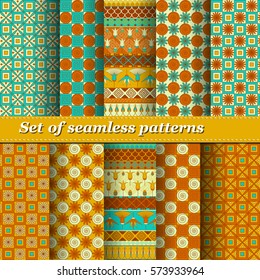 Set of Ancient Egyptian ornament Tribal seamless pattern. ?an be used for cloth, jackets, invitation, flyers, bags, notebooks, cards, envelopes, pads, blankets, furniture, packing,