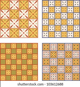 Set of ancient Egyptian ornaments, vector, seamless pattern