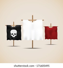 Set of ancient flags. Vector illustration