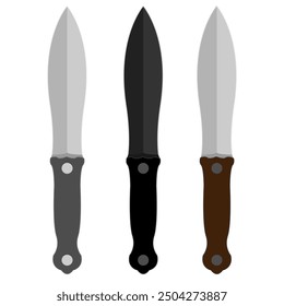 Set An ancient knifes illustration. Antique brown knife tactical knife; hunting, tourist, survival illustration. Tourist camping knife camping set cartoon. equipment camp.