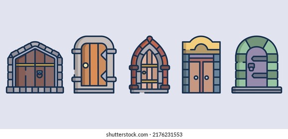 Set of ancient medieval Doors