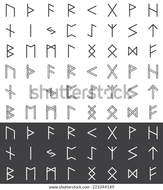 Set Ancient Old Norse Runes Vector Stock Vector (Royalty Free) 221044189