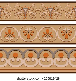 Set of ancient Roman ornaments  border patterns. Vector illustration.