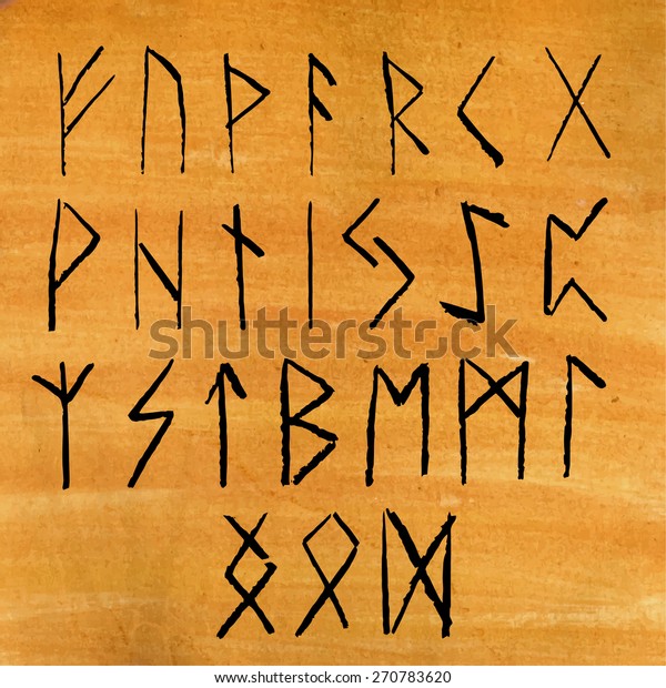 Set Ancient Runes On Parchment Background Stock Vector (Royalty Free ...