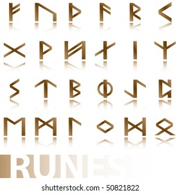 Set ancient runes vector illustration icons symbols