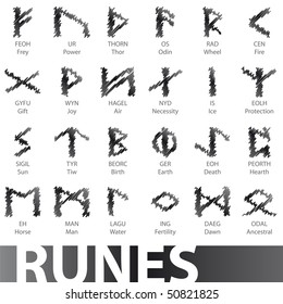 Set ancient runes vector illustration icons symbols