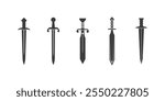 Set of Ancient Sword Design. Sword Ancient Weapon Illustration. Ancient Sword Design Vector Set | Historic Weapon Illustration | Vintage Sword Collection Art