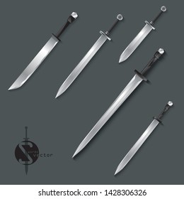 set of ancient swords, realistic ,3D ,vector