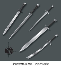 set of ancient swords, realistic ,3D ,vector