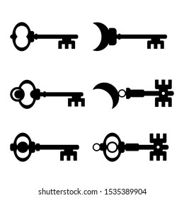 set of ancient or vintage keys vector isolated on white background
