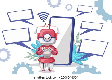 Set of android character robot woman cartoon style futuristic machine for home use. Vector isolated futuristic cybernetic objects technology isolated vector illustration.