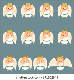 Set of angel cartoon icons