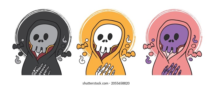 Set of Angel of Death with bat in Halloween concept vector design,Skull costumes. 