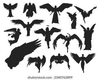 Set of angel silhouette collection