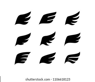 Set Of Angel Wings Bird Fly Symbol Logo Icon Abstract Sign