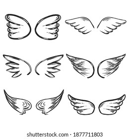 Set of angel wings  illustrations