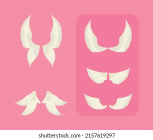 conjunto de alas ángeles, fondo rosa