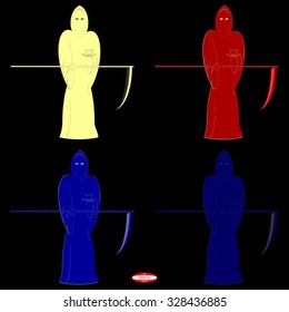 set of angels of death isolated on black background. vector illustration