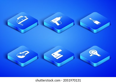 Set Angle grinder, Electric jigsaw, sander, cordless screwdriver and Screwdriver icon. Vector