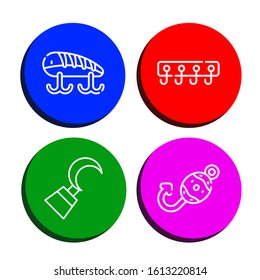 Set of angling icons. Such as Fishing baits, Hooks, Hook, Fish hook , angling icons