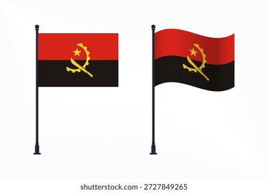 Set of Angola Flags Isolated for Independence Day Celebration