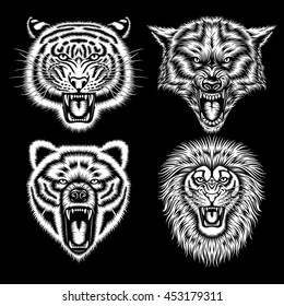 Set of Angry Animal Heads