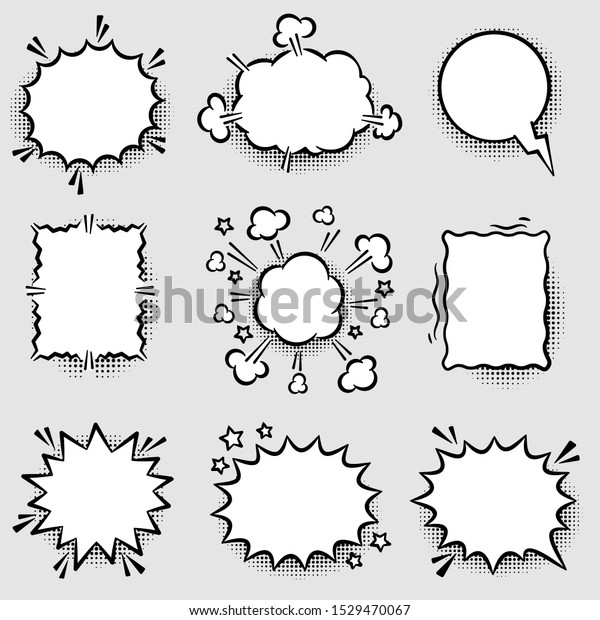 怒りと悲鳴を上げる笑いの吹き出し レトロなビンテージとポップアートスタイルの 空のコミックス用吹き出しとエレメント のベクター画像素材 ロイヤリティフリー