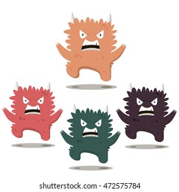 Set of Angry swearing monsters in a flat style. Colorful angry characters.