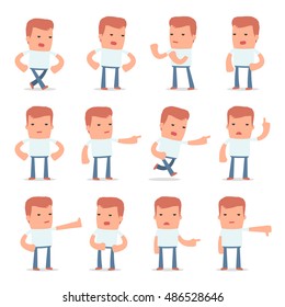 Set of Angry and Wrathful Character Casual Boy abuses and accuses poses for using in presentations, etc.
