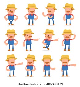 Set of Angry and Wrathful Character Farmer abuses and accuses poses for using in presentations, etc.