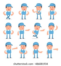 Set of Angry and Wrathful Character Repairman abuses and accuses poses for using in presentations, etc.