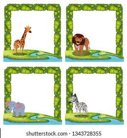 Set of animal border illustration
