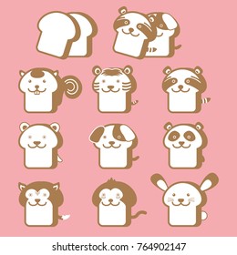 Set of Animal Bread Vector and Icon