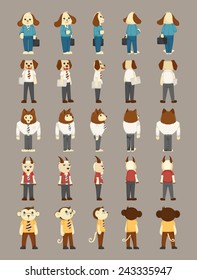 Set of animal business man costume characters , eps10 vector format