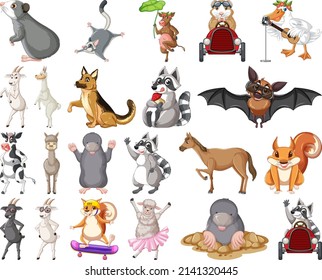 Set of animal cartoon character illustration