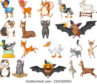 Set of animal cartoon character illustration