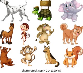 Set of animal cartoon character illustration