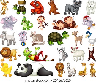 Set of animal cartoon character illustration