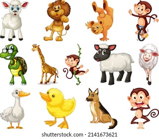 Set of animal cartoon character illustration